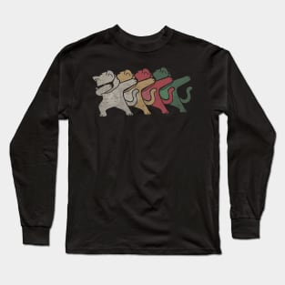 Dabbing Cat Shirt Vintage Funny Long Sleeve T-Shirt